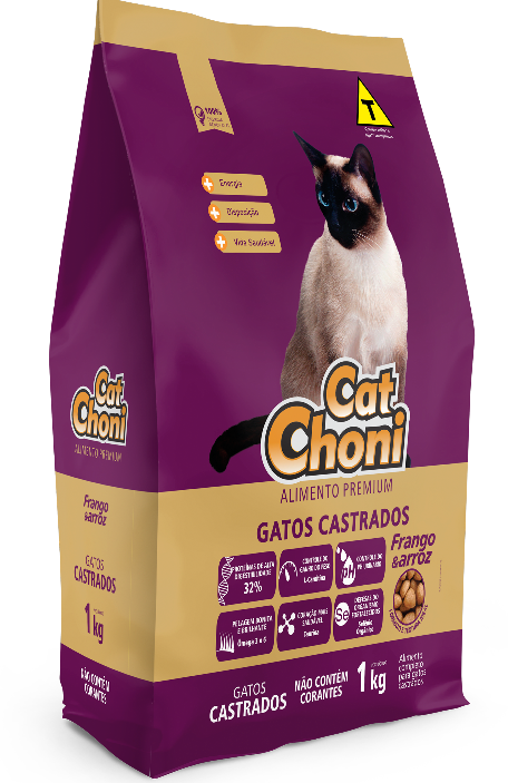 CatChoni Premium Para Gatos Castrados Sabor Frango e Arroz